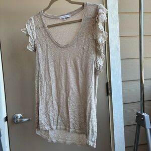 Young Fabulous & Broke Beige Ruffle Sleeve Blouse